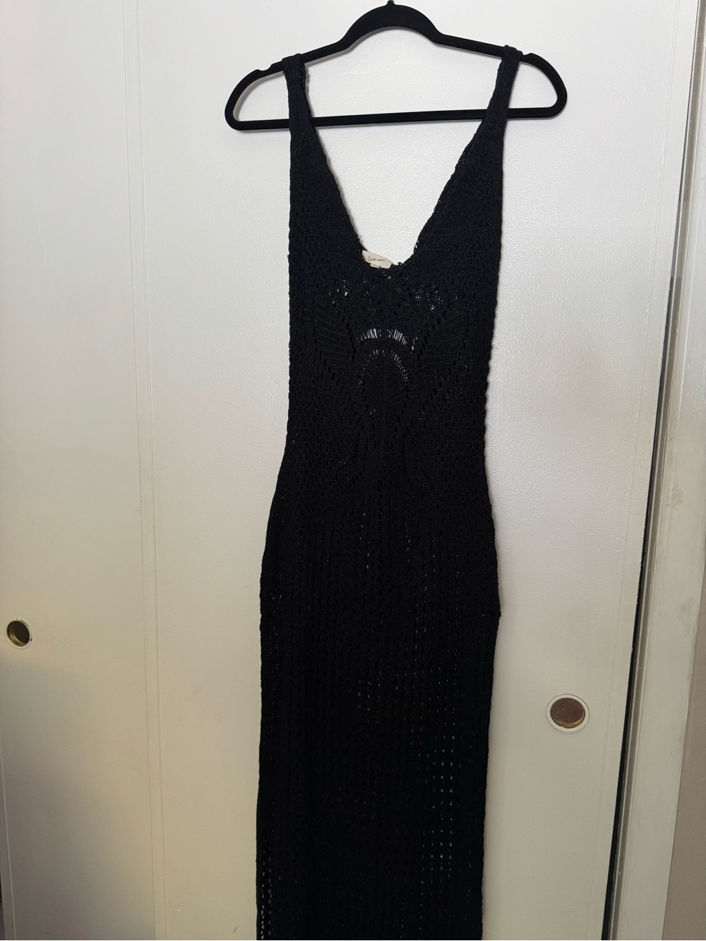 Black Crochet Maxi Swim Coverup Dress - Elegant Beach Layer